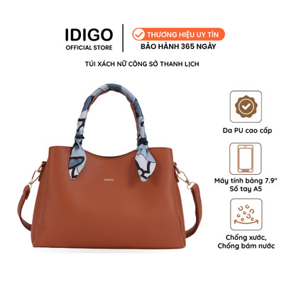 Túi Xách Nữ Công Sở Sang Chảnh IDIGO FB2-5055, Túi Đeo Chéo Thời Trang Phối Khăn Lụa Đi Tiệc Cao Cấp