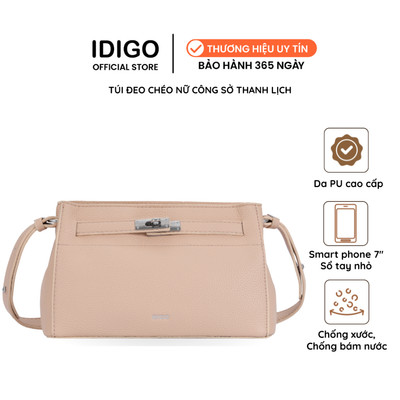 Túi đeo chéo nữ khóa gài thanh lịch, túi xách nữ công sở phom mềm nữ tính IDIGO FB2- 5066
