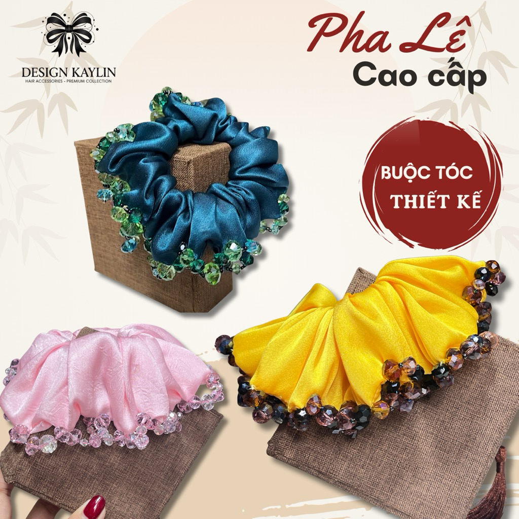 [VIỀN ĐÁ PHALE CAO CẤP] Scrunchies buộc phồng tóc viền đá phale thật cao cấp • Kaylin accessories