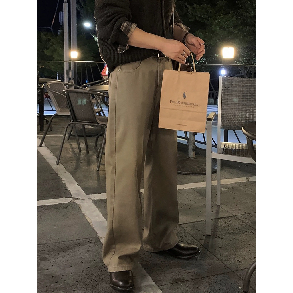 NÂU SỮA BAGGY - JEANS BAGGY TRƠN QUẦN JEANS (FORM BAGGY) ỐNG RỘNG SUÔNG CHẤT DÀY UNISEX -  [HALO KAKI] | BigBuy360 - bigbuy360.vn