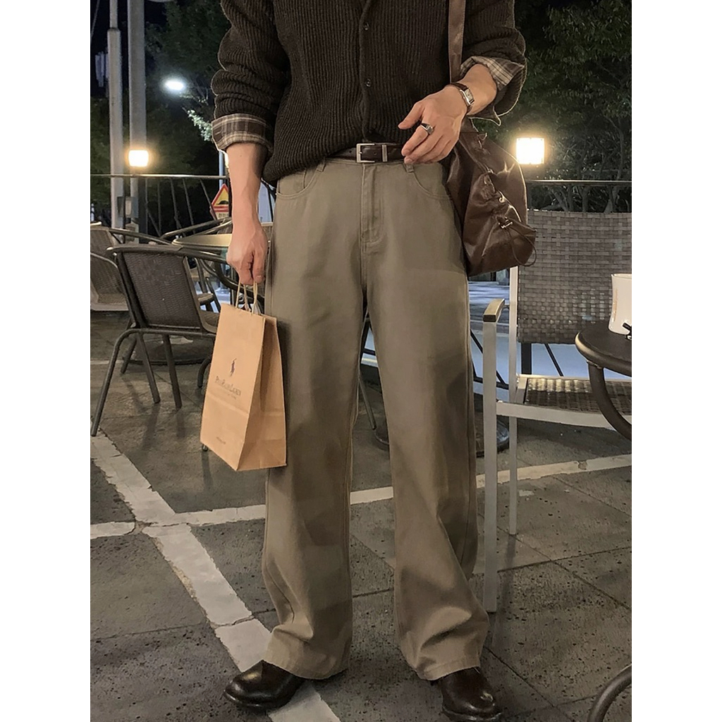 NÂU SỮA BAGGY - JEANS BAGGY TRƠN QUẦN JEANS (FORM BAGGY) ỐNG RỘNG SUÔNG CHẤT DÀY UNISEX -  [HALO KAKI] | BigBuy360 - bigbuy360.vn