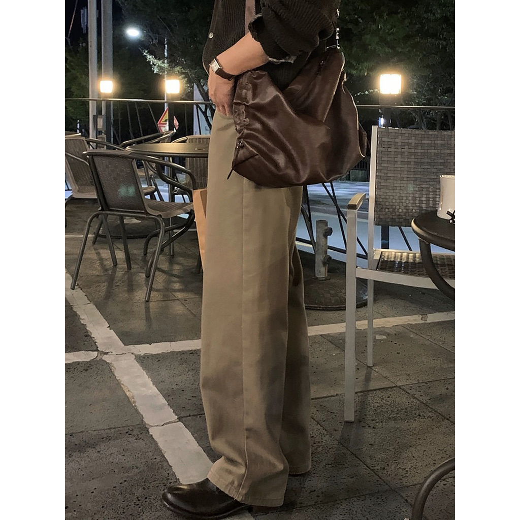 NÂU SỮA BAGGY - JEANS BAGGY TRƠN QUẦN JEANS (FORM BAGGY) ỐNG RỘNG SUÔNG CHẤT DÀY UNISEX -  [HALO KAKI] | BigBuy360 - bigbuy360.vn