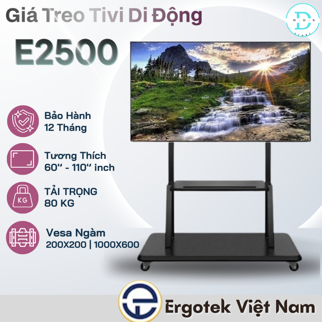 GIÁ TREO TIVI [ErgoTek] E2500 -Di Động Tiện Lợi Sang Trọng [60"-110" Inch]