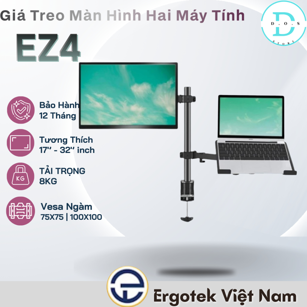 Giá Treo Màn Hình Máy Tính và LapTop [ErgoTek] [EZ4] [17"- 27" Inch] Monitor ARM
