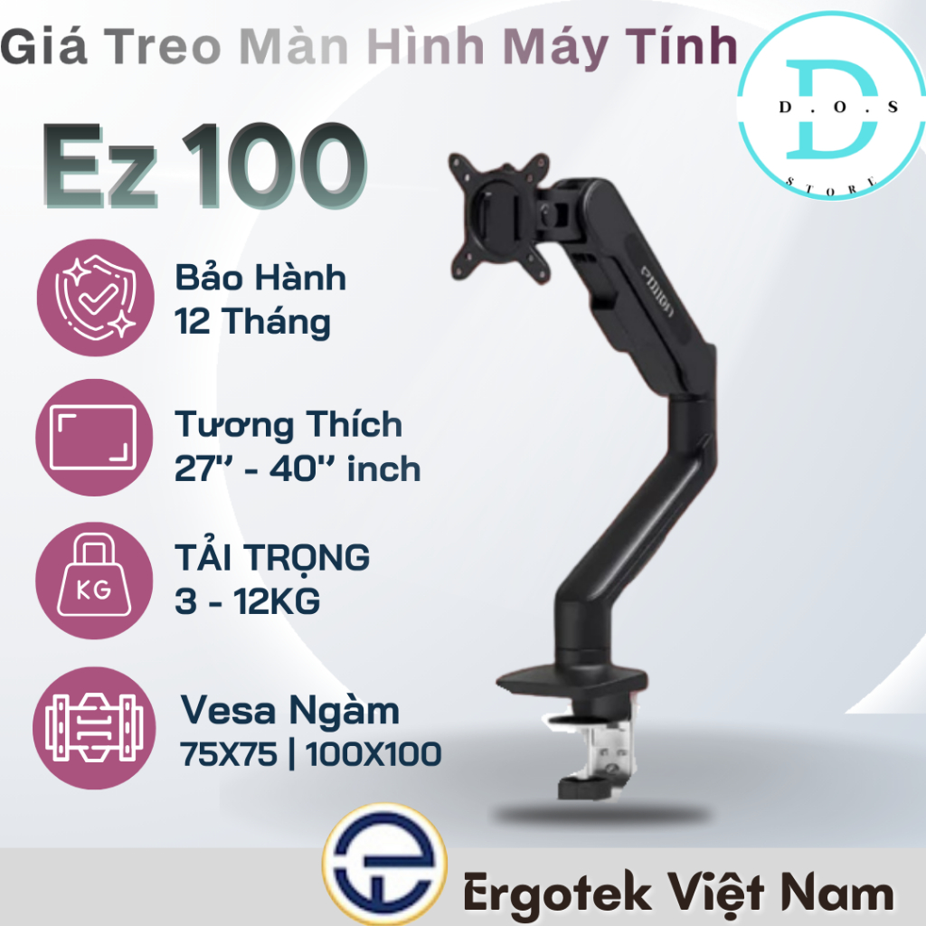 Giá Treo Màn Hình Máy Tính ErgoTek [EZ100] Xoay 360° [27"-40" Inch] Monitor ARM