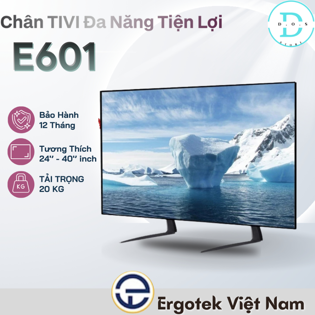 Chân Đế Tivi Để Bàn ErgoTek E601 (26-43 Inch) - Giá Đỡ Tivi Thay Thế Đa Năng Nhỏ Gọn Chắc Chắn