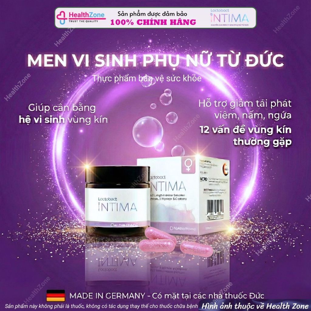 Viên Uống Men Vi Sinh Phụ Khoa Lactobact Intima - Hộp 30 viên