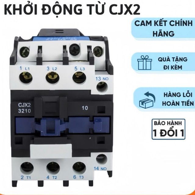 Khởi động từ CJX2,contactor CJX2,khởi 1 pha,khoi dong tu CJX2-1810,CJX2 3210