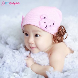  Mũ Tóc Giả Cho Bé Gái HTBABYKIDS Kiểu Dáng Len Gấu Đáng Yêu 