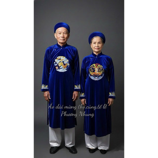 Áo mừng thọ,dự tiệc,ông bà kỷ niệm ngày cưới, cúng lễ gia tiên đình chùa (chất nhung thêu rồng phượng)🔥 (Có Hoả tốc)