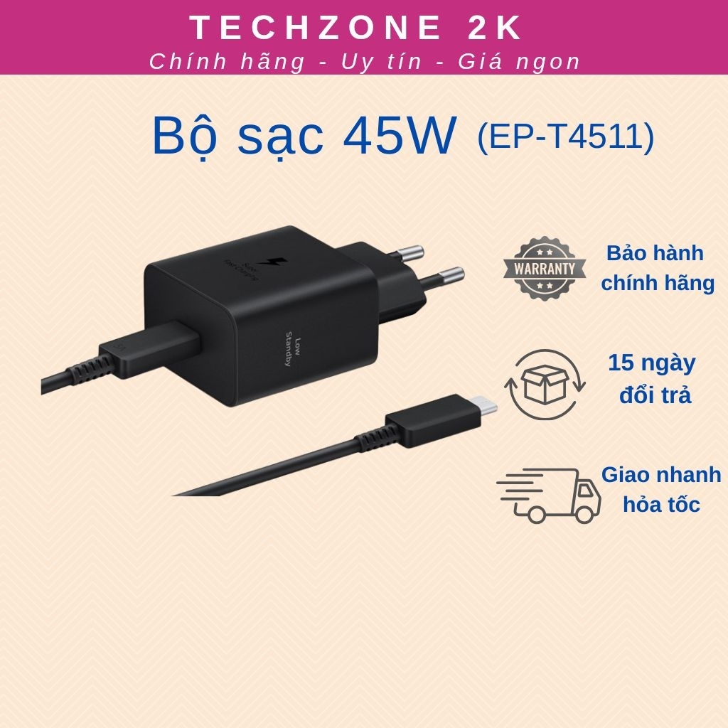 Bộ Adapter sạc kèm cáp Type C 45W Samsung EP-T4511