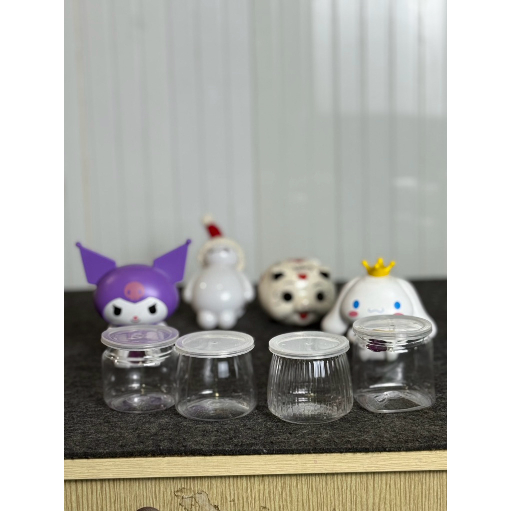 (SỈ) 574 Hủ nhựa sữa chua nhựa tròn/vuông/sọc trong suốt đựng sữa chua, panna cotta, siêu đẹp