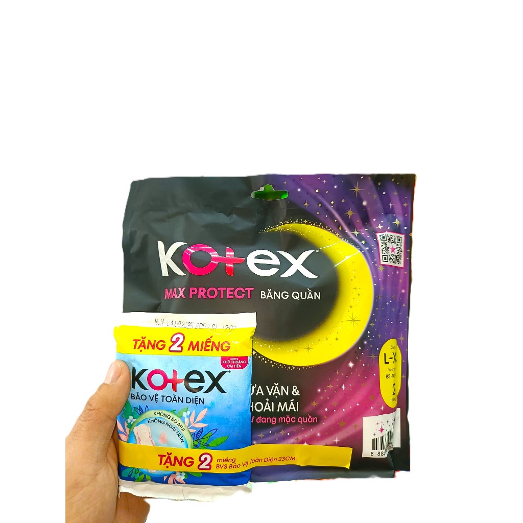 Kotex Băng quần Max protect size L/XL - bịch 2miếng tặng thêm 2 miếng BVS 23cm