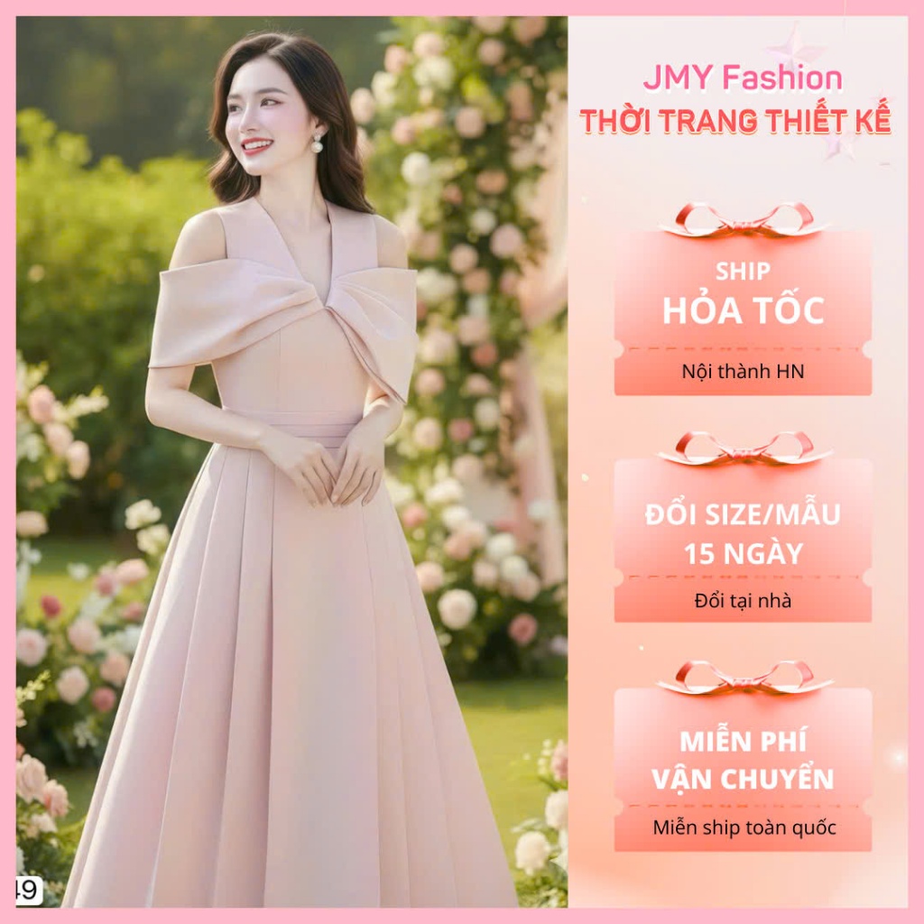 (Váy/Đầm Chính Hãng DVC) Ds6749 thiế kế dự tiệc sang trọng, màu hồng pastel trẻ trung, may kỹ