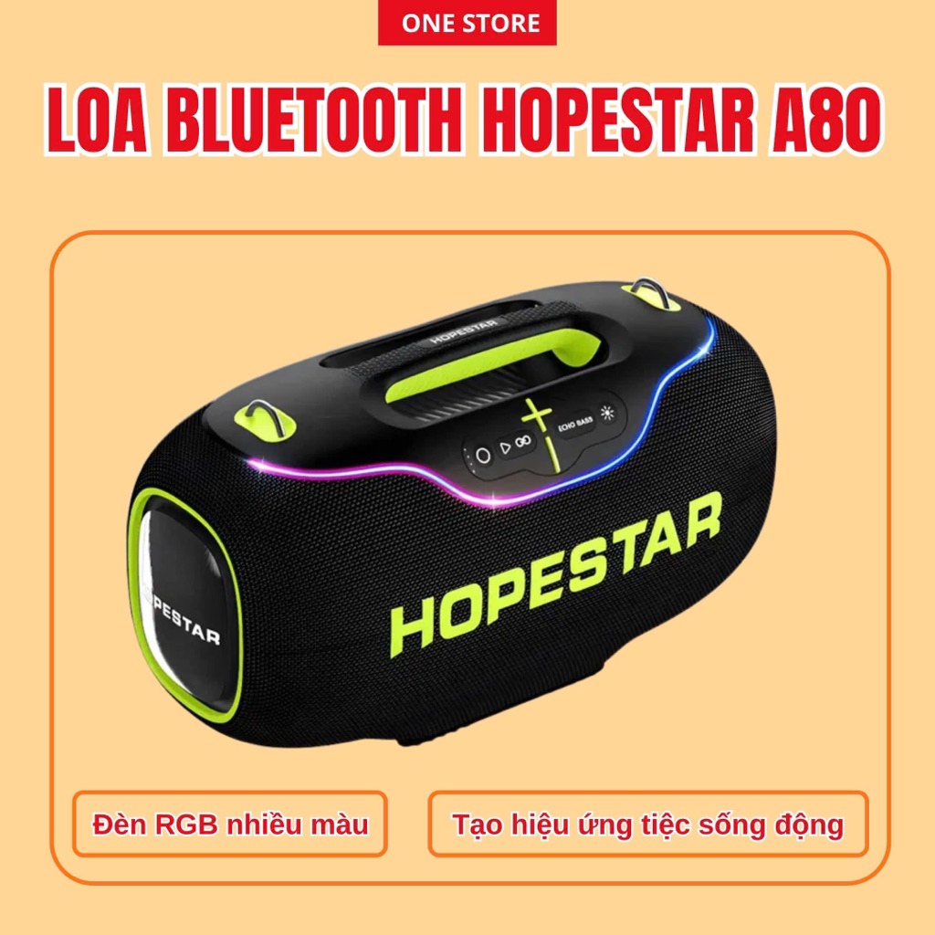 Loa Bluetooth Hopestar A80 - Công Suất Lớn, Bass Mạnh, Chống Nước, Pin Trâu, Âm Thanh Sống Động