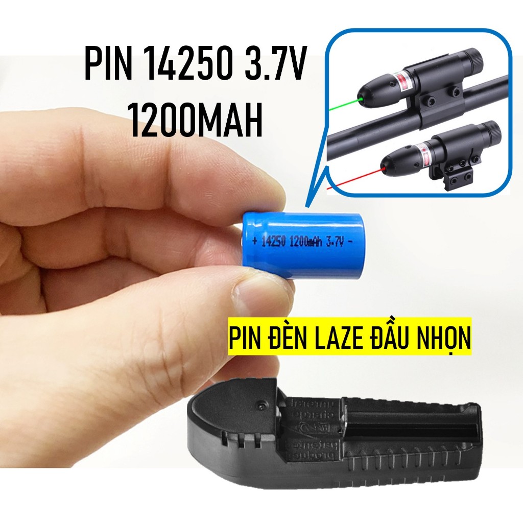Pin Laze Đầu Nhọn Pin 14250 3.7V 1200mAh Sạc Nhiều Lần và Khay Sạc - Đô Shop