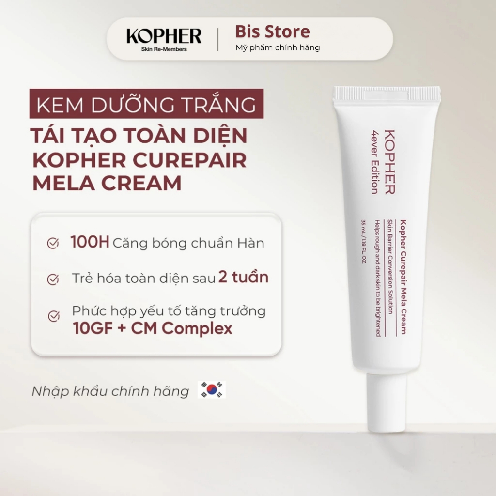 Kem Dưỡng Trắng Nâng Cơ KOPHER Curepair Mela Cream Dưỡng Sáng Da, Chống Lão Hóa, Căng Bóng Tự Nhiên 