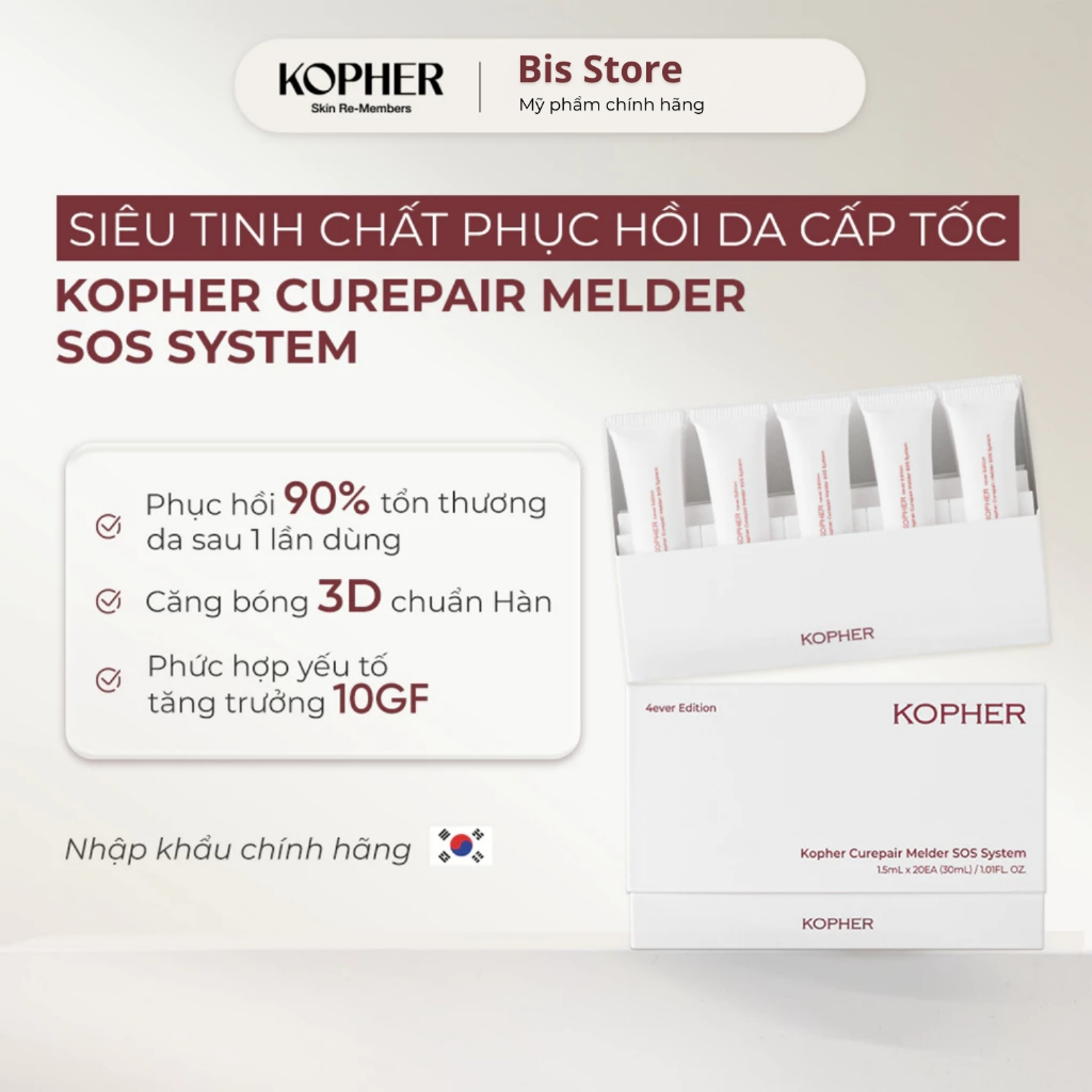 Tinh chất phục hồi da cấp tốc KOPHER Curepair Melder SOS System làm dịu da hộp 20 ống