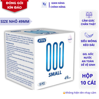  Bao cao su XTOY Small 49mm siêu mỏng ôm sát nhiều gel bôi trơn - Hộp 10 cái 