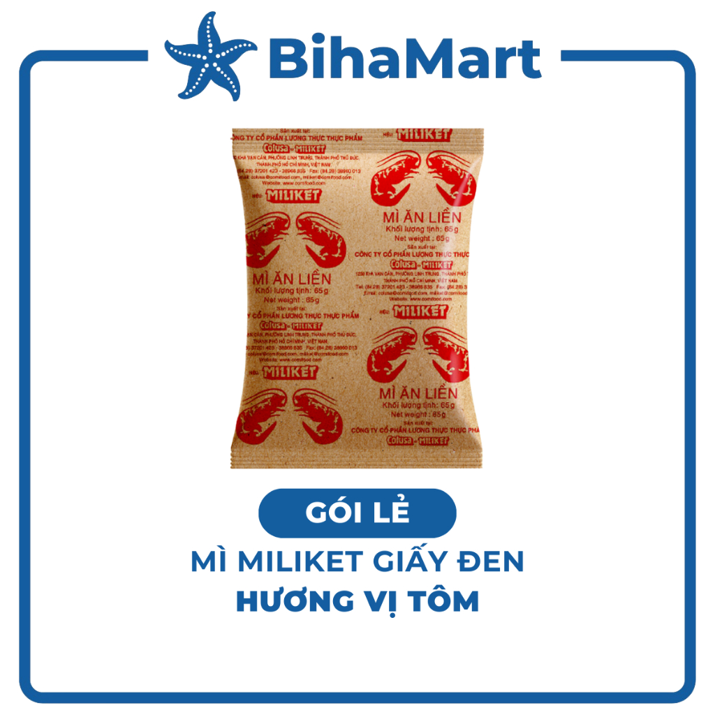 [GÓI LẺ] - COLUSA - Mì Miliket gói giấy đen hương vị Tôm, Mì tôm gói giấy đen Miliket, Mì giấy Milik