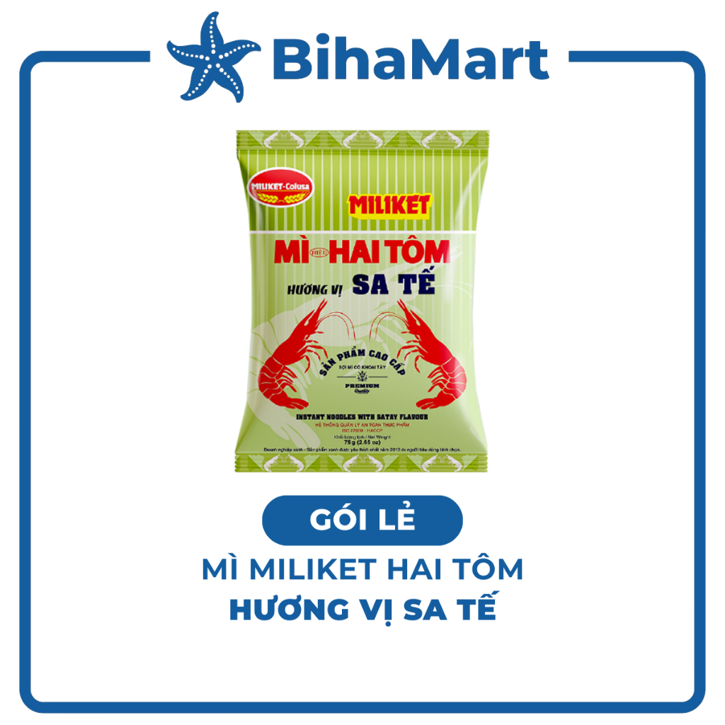 [GÓILẺ] - COLUSA - Mì giấy Miliket Hai Tôm gói vị Sa tế, Mì tôm hiệu Hai Tôm Miliket hiệu 2 Tôm Colu