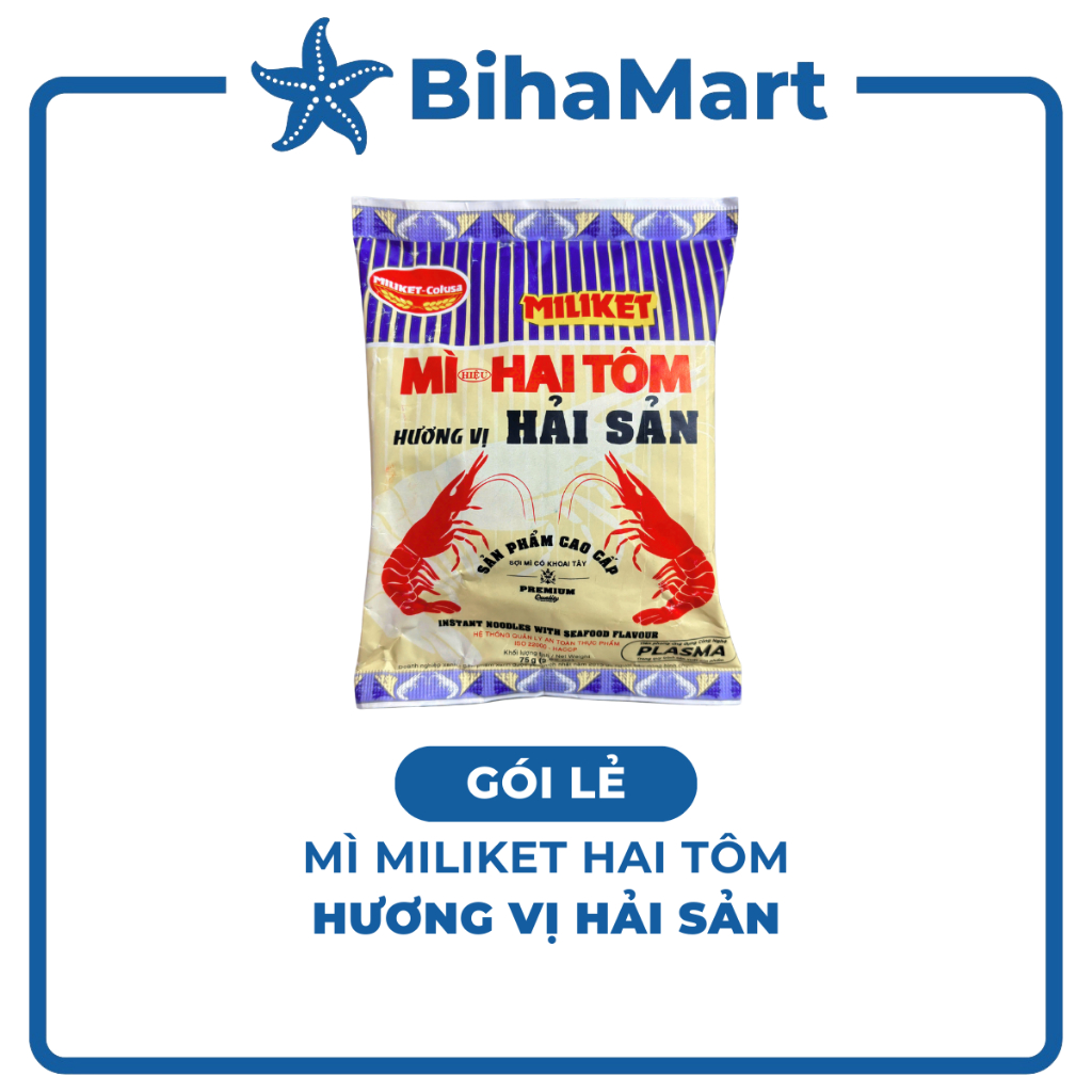 [GÓI LẺ] - COLUSA - Mì giấy Miliket Hai Tôm gói vị Hải sản, Mì tôm hiệu Hai Tôm Miliket hiệu 2 Tôm C