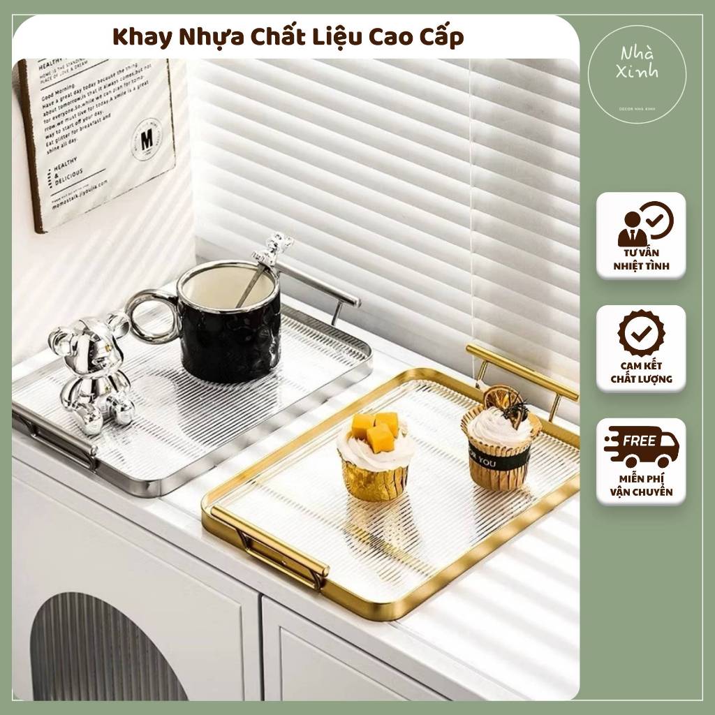 Khay Nhựa Chất Liệu Cao Cấp Thiết Kế Sang Trọng Hiện Đại, Khay Nhựa Vân Sóng Nhiều Màu - TiệmNhàXinh