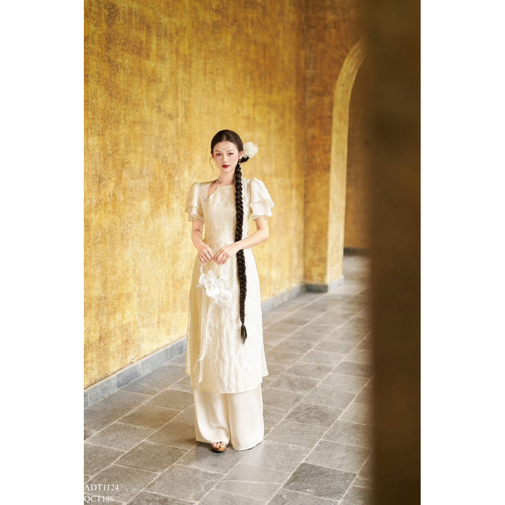 [CHÍNH HÃNG] Áo dài trắng kem Tiin Store