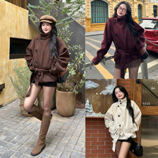  Áo Khoác Dạ Dáng Lỡ Cổ Đứng Kèm Đai Thắt Eo Phong Cách 247Store Aokhoada601_P9 