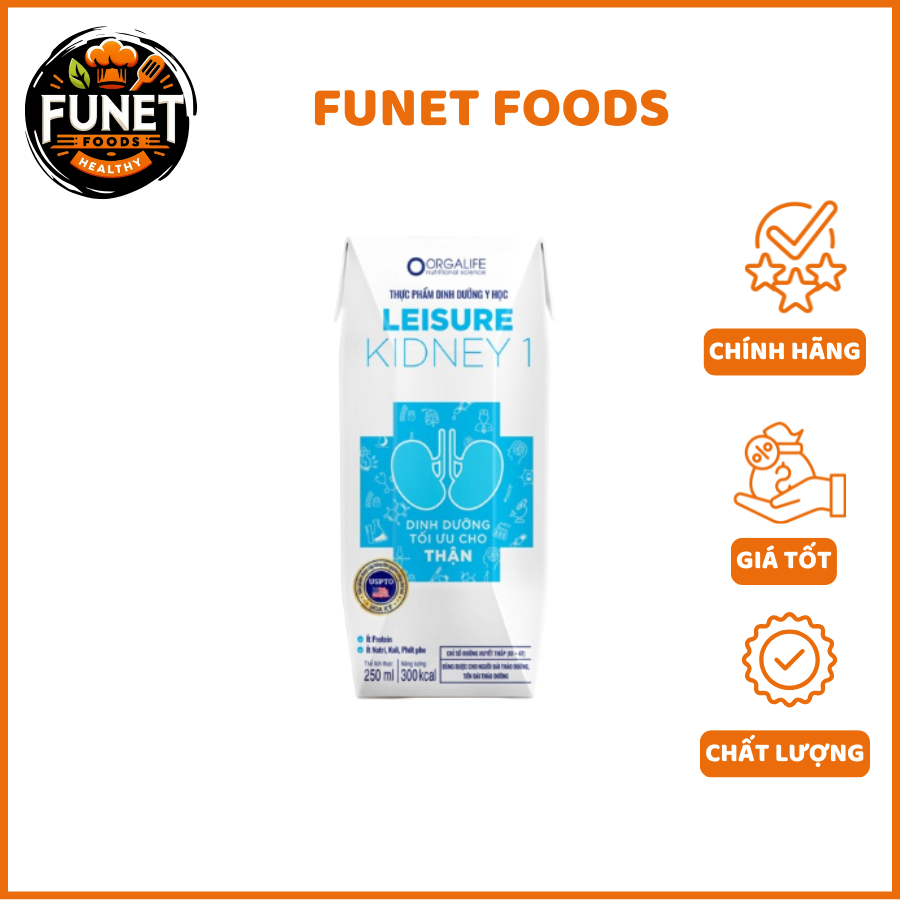 LEISURE KIDNEY 1 - Soup Uống Dinh Dưỡng Công Thức Tối Ưu Cho Thận Ít Protein (250ml/Hộp)