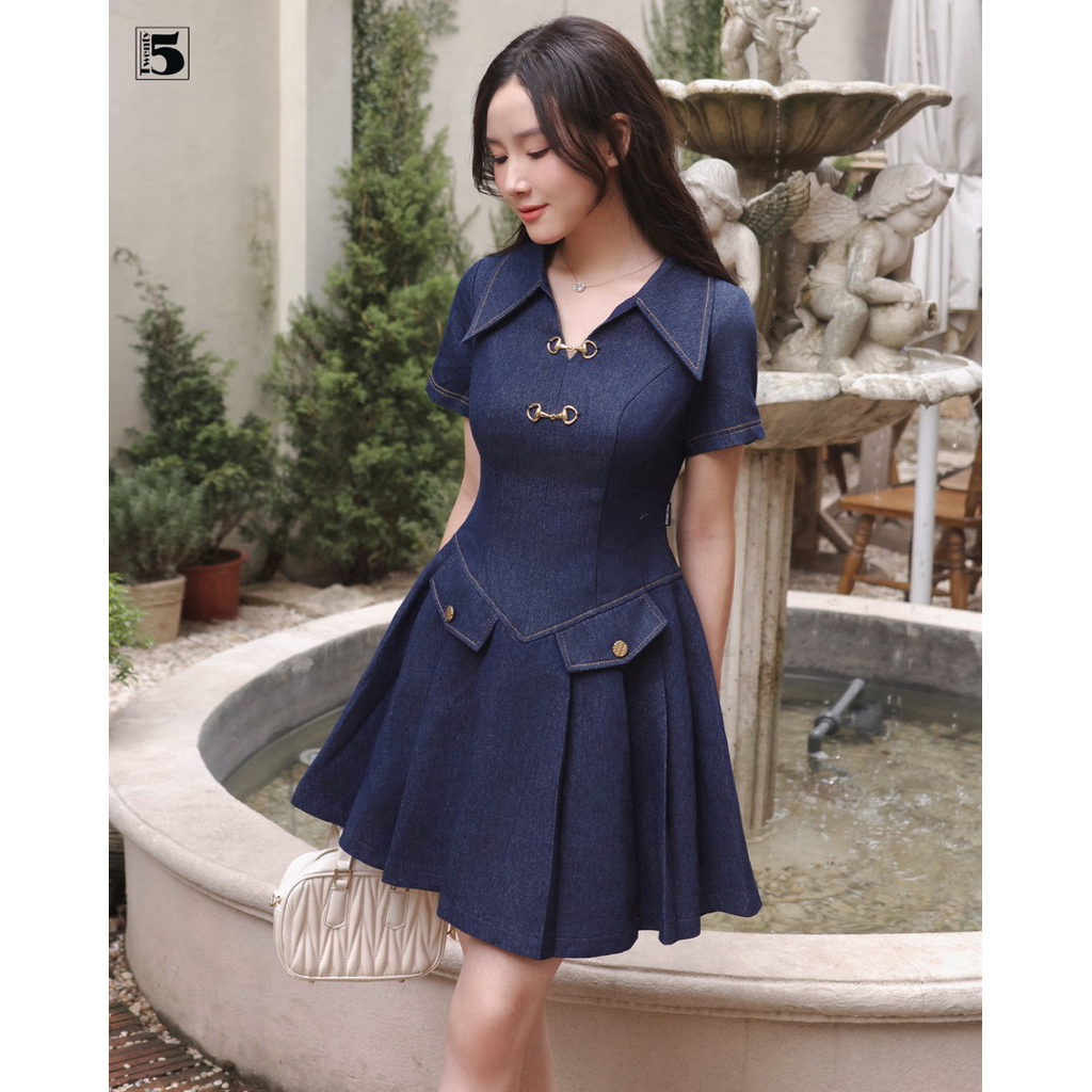 Váy/Đầm tay ngắn Denim xanh Twenty Five