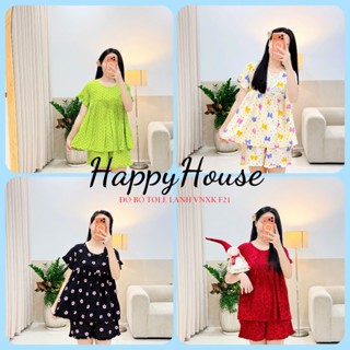  Đồ Bộ Lanh Bộ Tole Quần Đùi Tay Ngắn Babydoll F21 VNXK 45-70kg chất tole 2 da loại 1 mịn mát cao cấp- Happyhouse93 