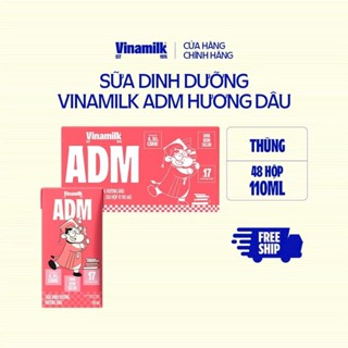   HSD T5-2026  Thùng 24  48 Hộp Sữa Dinh Dưỡng Vinamilk ADM Hương Dâu 110ml. 