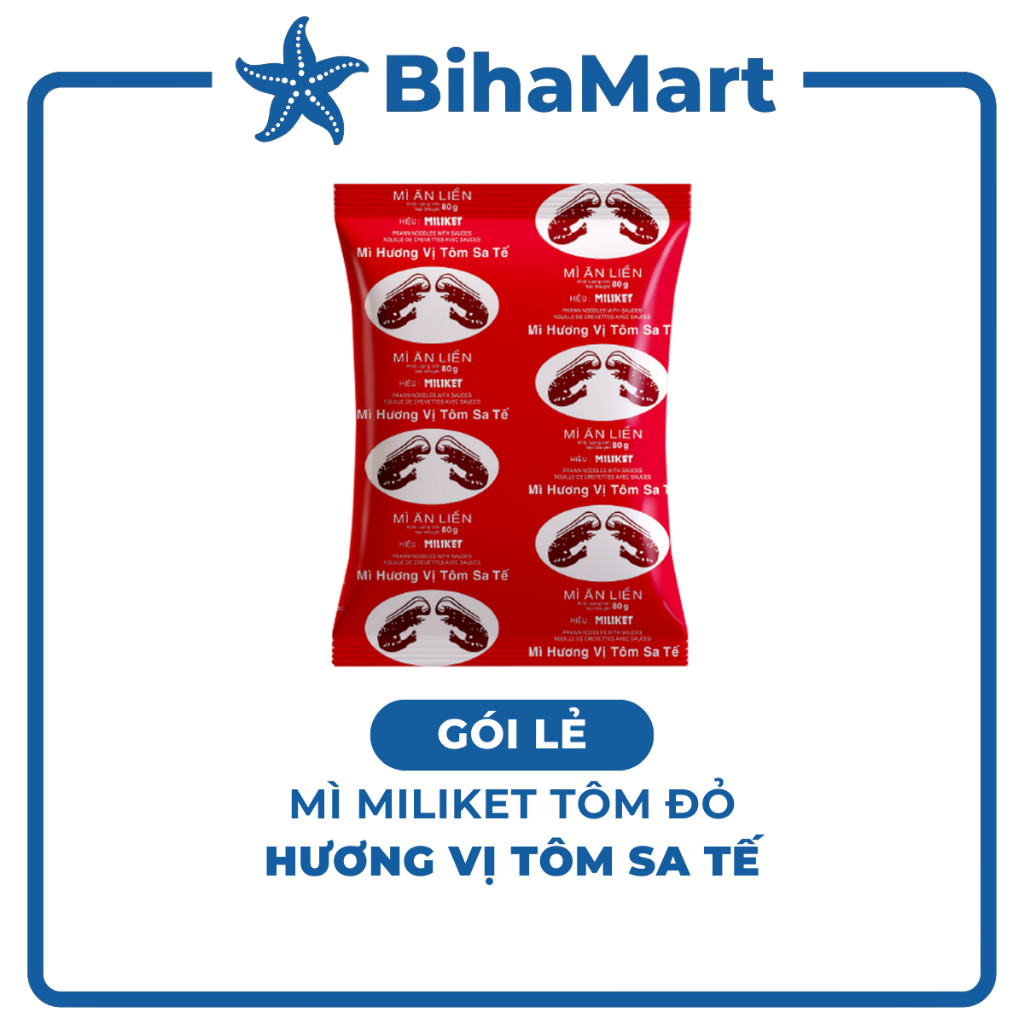 [GÓI LẺ] - COLUSA - Mì Miliket Tôm Đỏ gói vị Tôm sa tế, Mì tôm sa tế Tôm Đỏ Miliket, Mì giấy Miliket