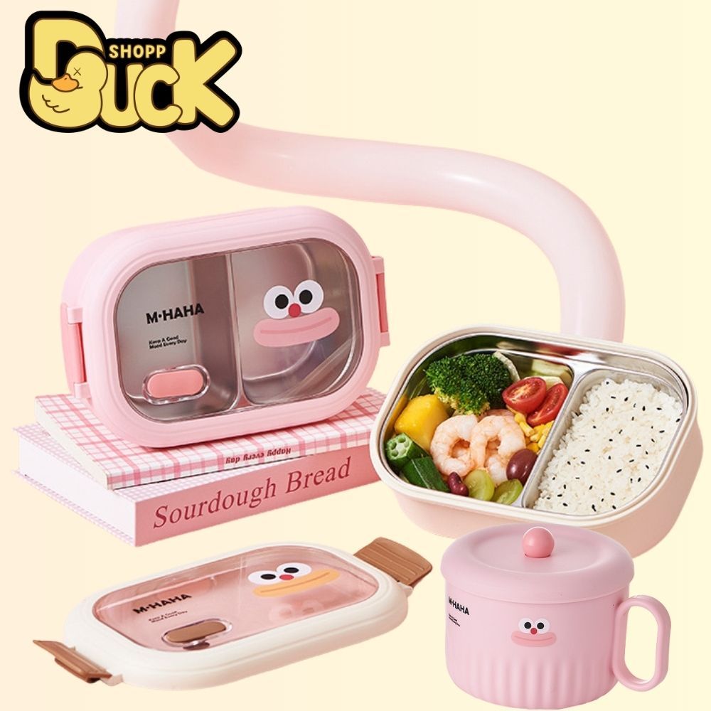 Hộp đựng cơm Smile giữ nhiệt 2  ngăn, hộp mang cơm trưa đẹp văn phòng quay lò vi sóng gia tốt chất liệu Inox 304 Shikumi | BigBuy360 - bigbuy360.vn