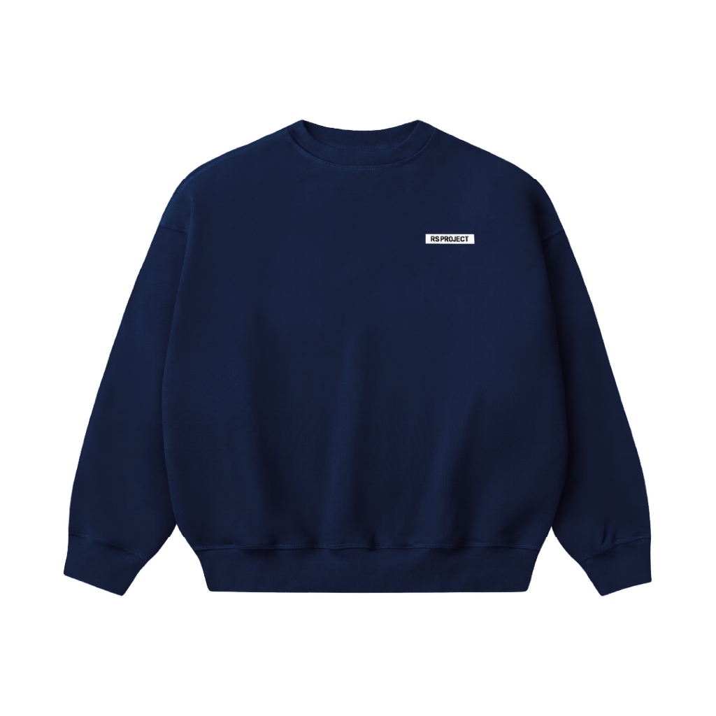 Áo Sweater Xanh Navy ROSS STUDIO Nỉ Chân Cua Logo Vải 440gsm - RS PROJECT R IC BASIC NAVY BLUE SWEAT