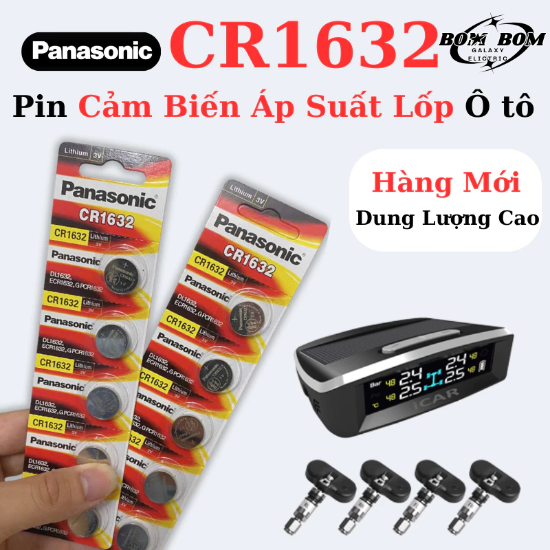 [Panasonic] Pin Dùng Cho Cảm Biến Áp Suất Lốp Ô Tô CR1632 3V , Độ Bền Cao Dùng Lâu Pin Panasonic Cr1