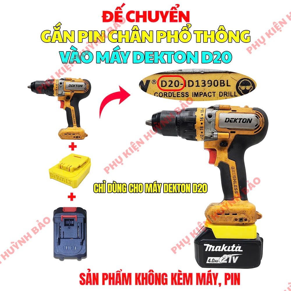 Đế Chuyển Pin Makita Sang Dekton D20 Chân Dewalt - Ngàm Đế 40mm Cho Pin Dekton D20 Chân Dewalt