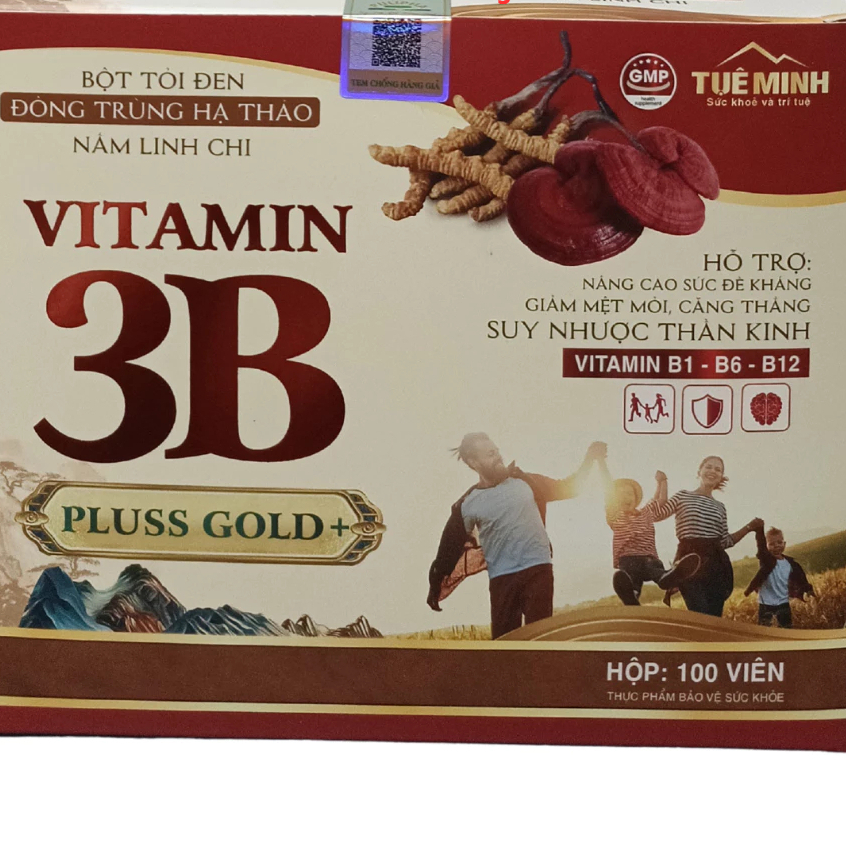 VITAMIN 3B PLUSS GOLD+ B1 B6 B12 Tuệ Minh Magnesi oxid Cao Nấm đông trùng hạ thảo bồi bổ cơ thể 100 