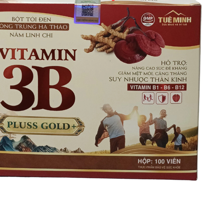 Đông trùng hạ thảo Vitamin tổng hợp B1 B6 B12 VITAMIN 3B PLUS GOLD+ Tuệ Minh giảm mệt mỏi căng thẳng