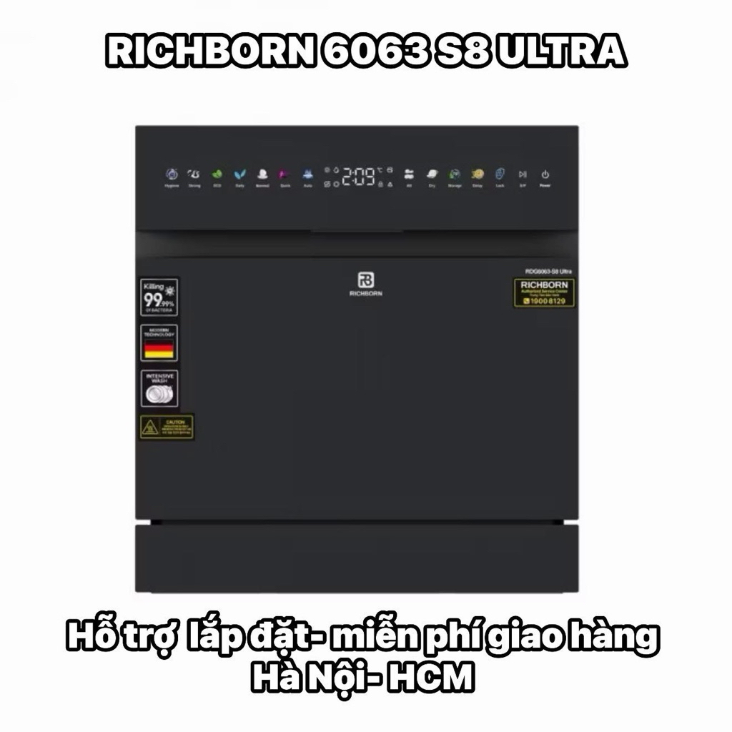 [Befoyo] Máy Rửa Bát RICHBORN RDG6063-S8 Ultra 12 bộ Hàn Quốc, kích thước nhỏ gọn sức chứa lớn, bảo hành 3 năm tại nhà