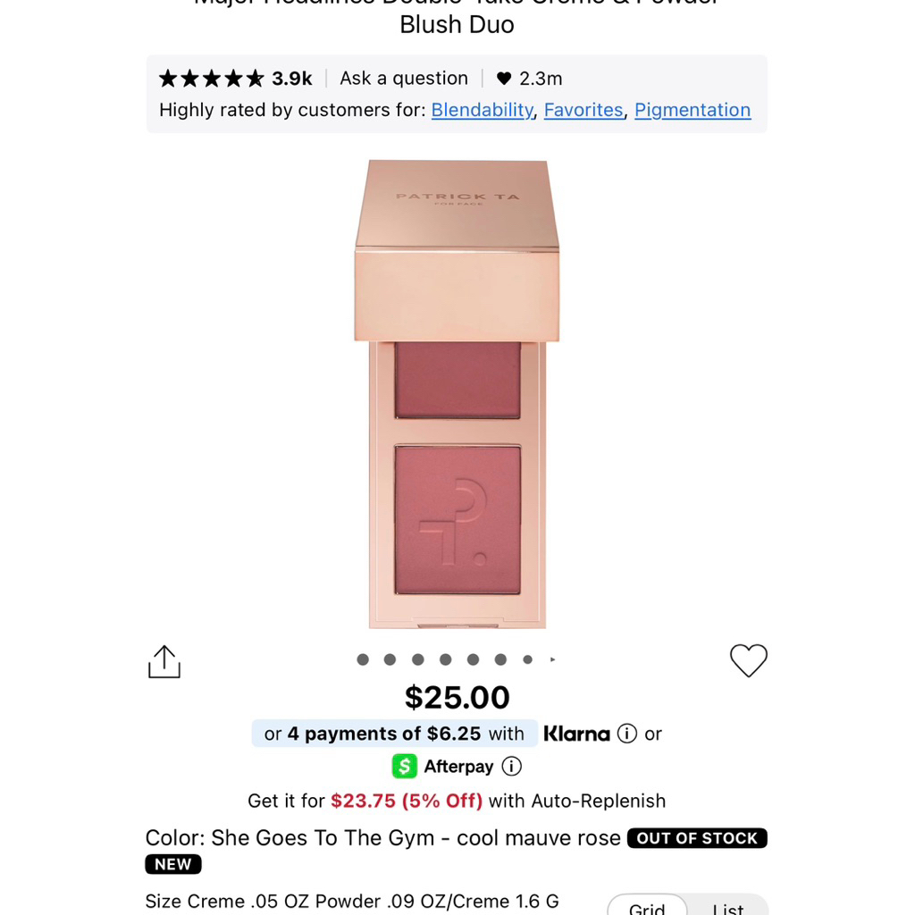 Phấn má hồng Patrick Ta mini Double-Take Cream And Power Blush Duo