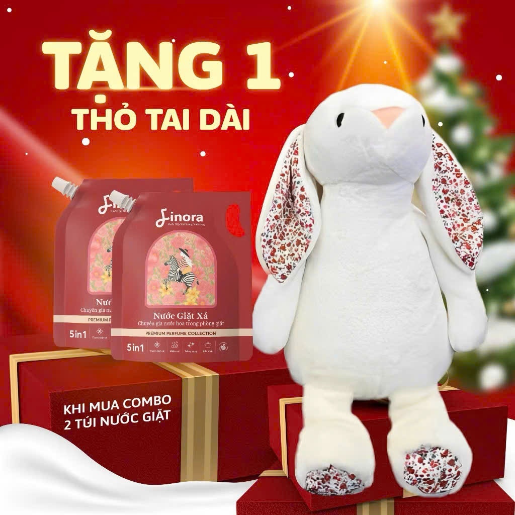 [TẶNG 1 Thỏ Khổng Lồ] Combo 2 túi nước giặt Finora phiên bản Premium 1 Lít + Tặng Thỏ khổng lồ