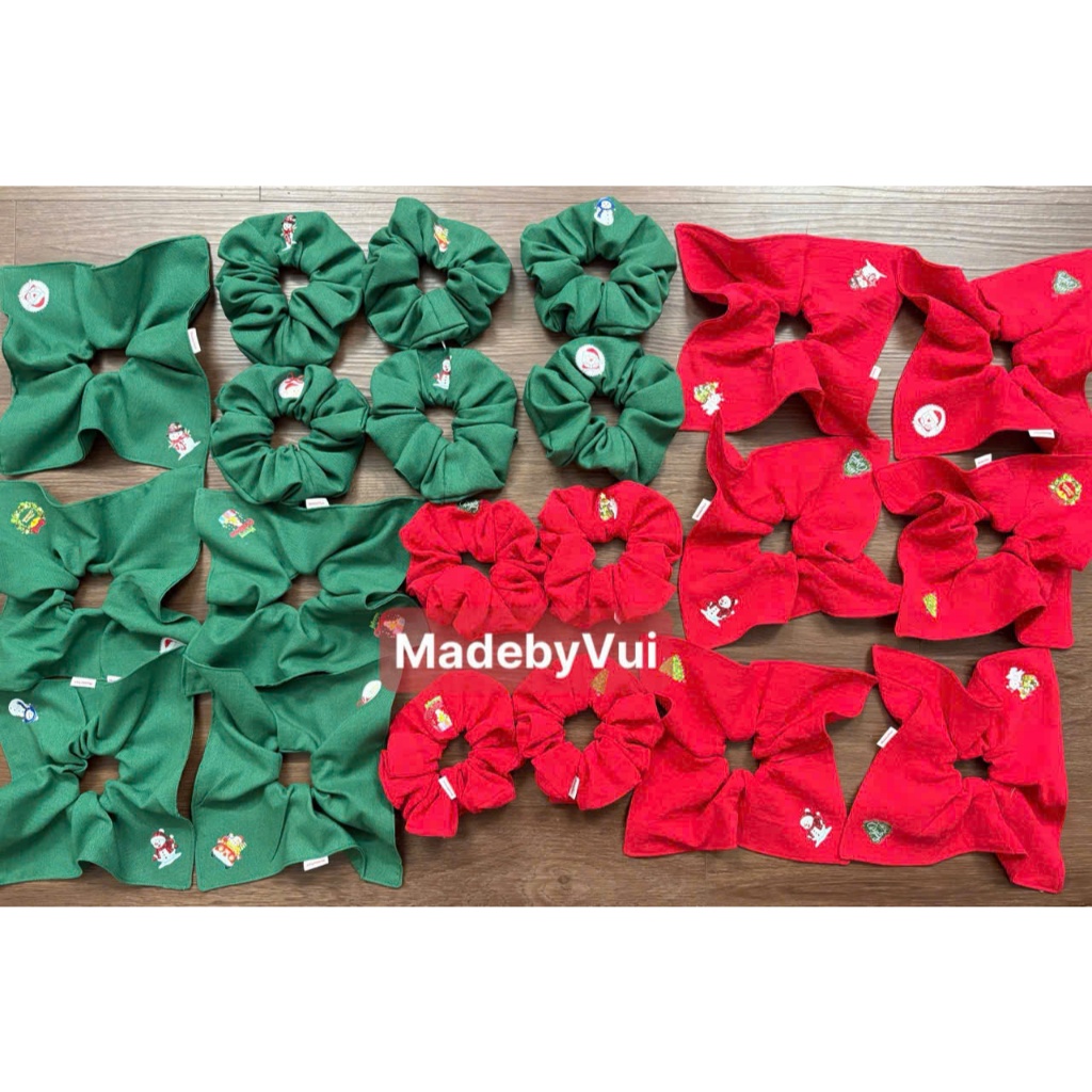 Scrunchies noel 2 mẫu vuông tròn
