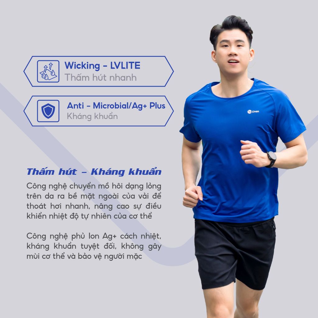 Áo Chạy Bộ Nam Livan LV23221007, Áo Running Mỏng Nhẹ, Co Giãn