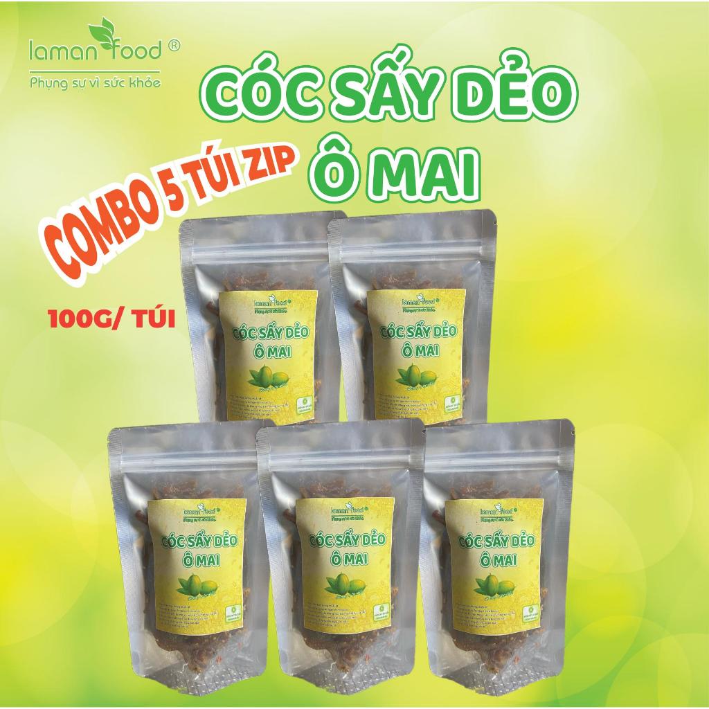 Combo 5 Túi Cóc Sấy Ô Mai 100g/ túi Cắt Miếng Laman Food Ăn Vặt Snack