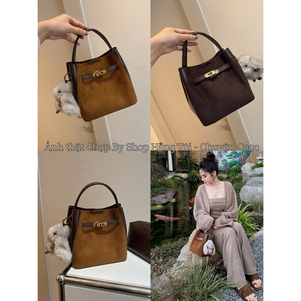 [ CHARM THỎ ] Túi Rọ Khuy cài size 21cm Tặng kèm Charm Bông  kèm Túi mini bên trong