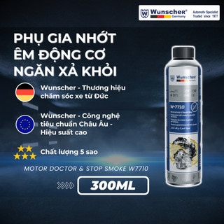 Phụ Gia Nhớt Giảm Khói Êm Máy Ổn Định Động Cơ Ô Tô Wunscher Đức 300ml - Stop Smoke W7710