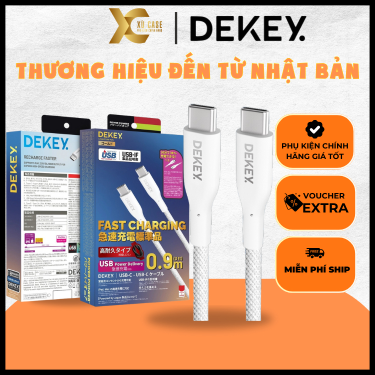 [ CHÍNH HÃNG ] Cáp Sạc Dekey Power Pioneer C to C 0.9m Cao Cấp Chính Hãng cho iP