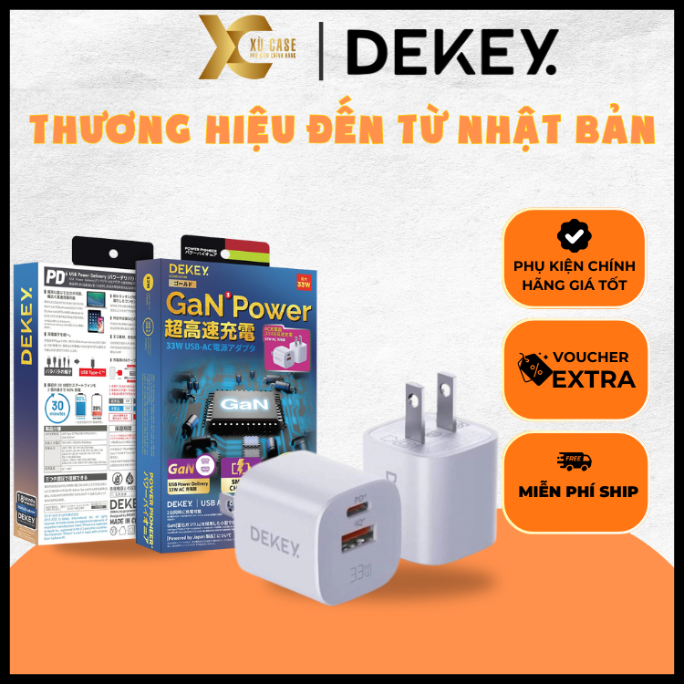 [ CHÍNH HÃNG ] Củ Sạc Dekey Power Pioneer 33W 2 Cổng USB + Type C cho IP 15 series